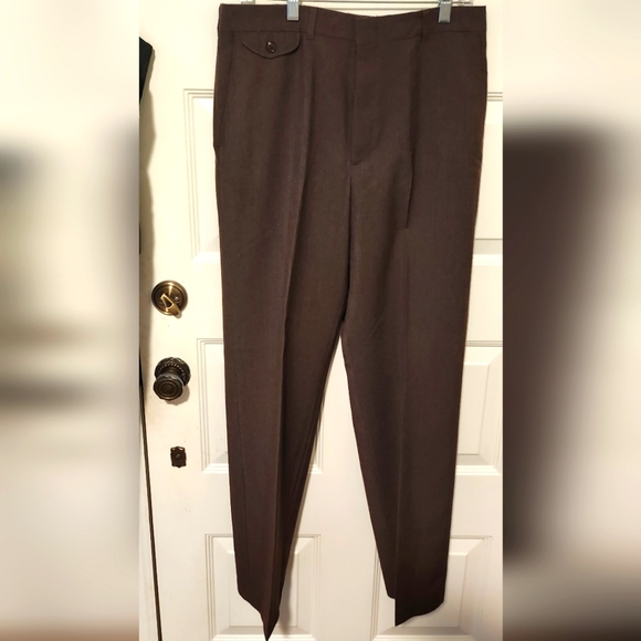 VINTAGE Haggar Men's Flat Front Pants Size 34 X 32 Brown - Picture 6 of 7